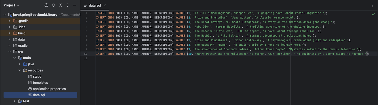 SQL inserts