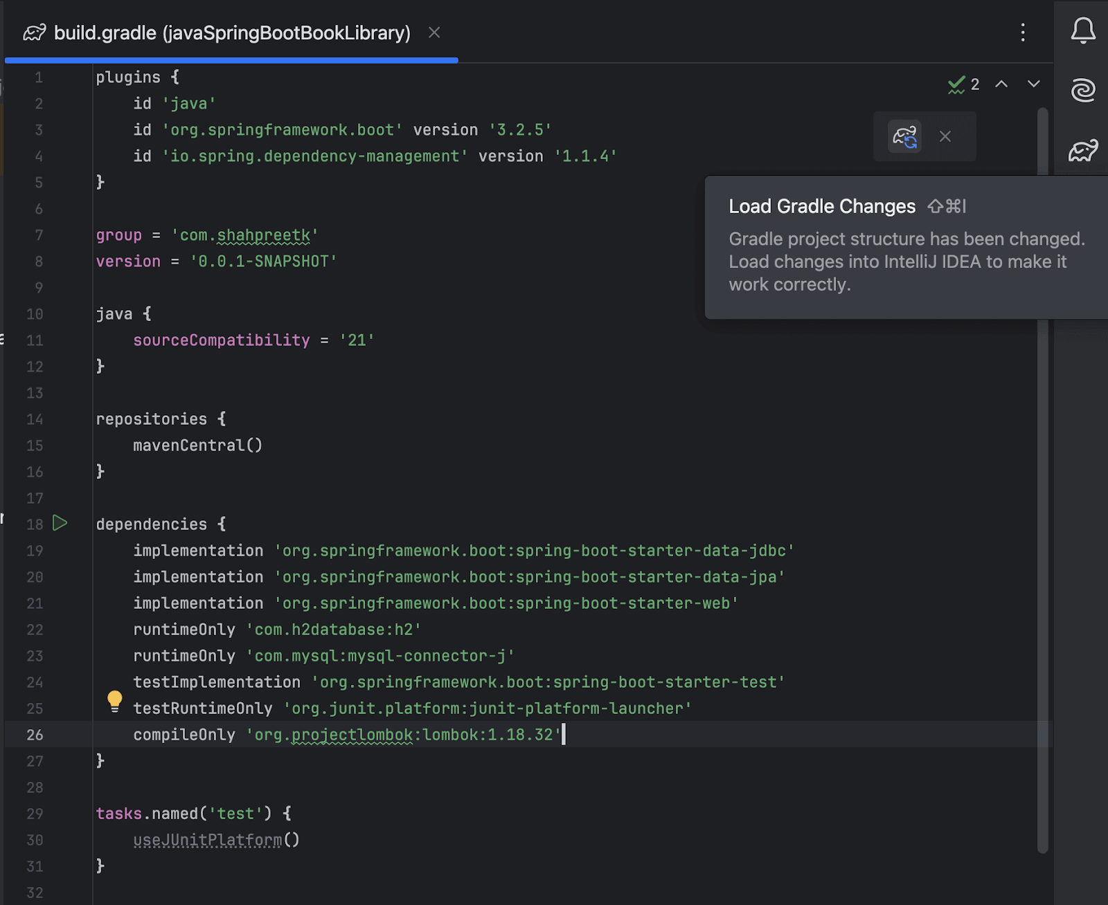 Sync Gradle project after adding Lombok